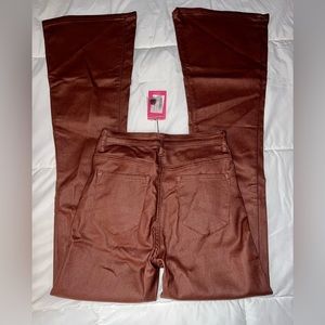 Edikted - Luna Faux Leather Flare Jeans